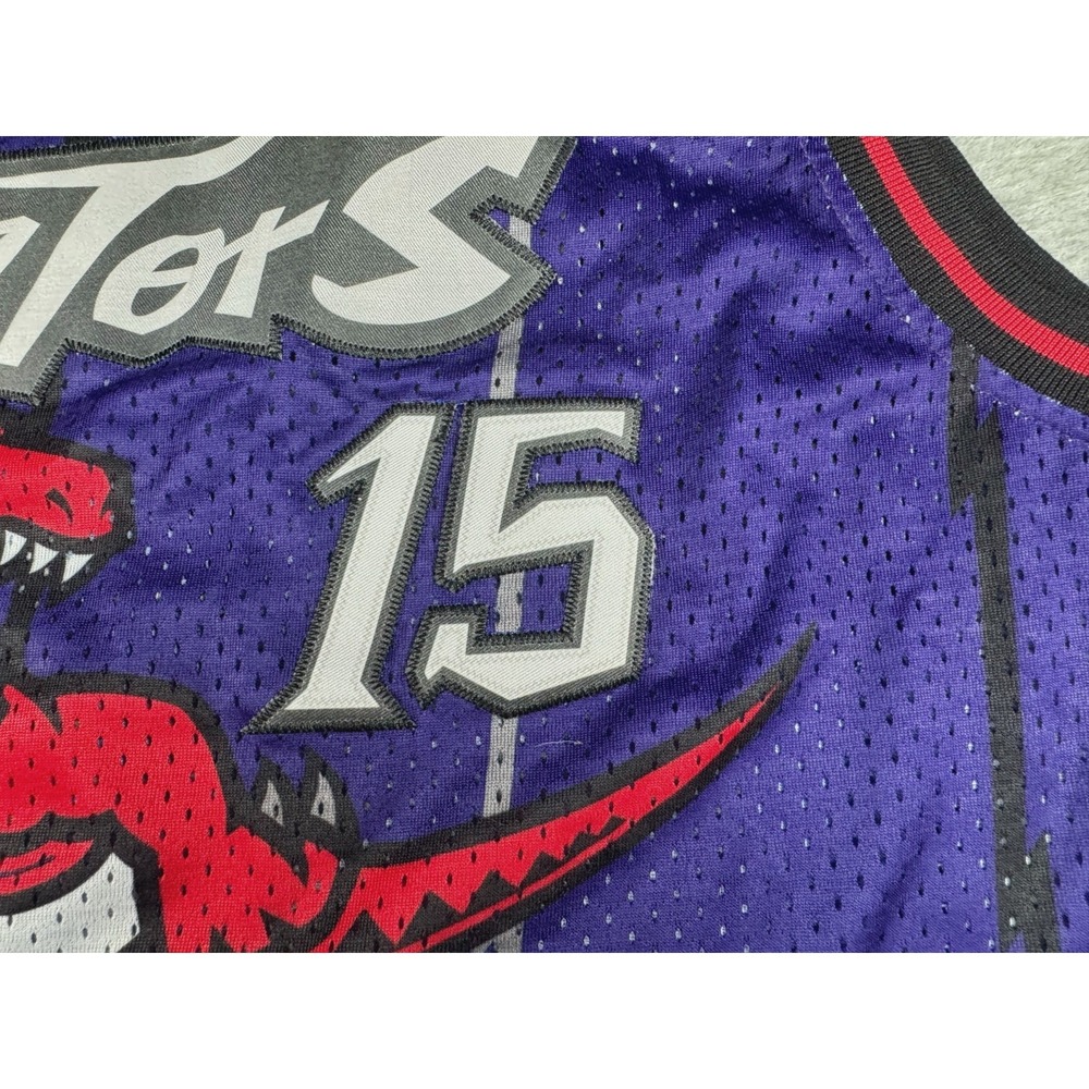 VTG Nike Vince Carter #15 Toronto Raptors Jersey Dino Purple Size L +2 Y2K NBA - Picture 7 of 16